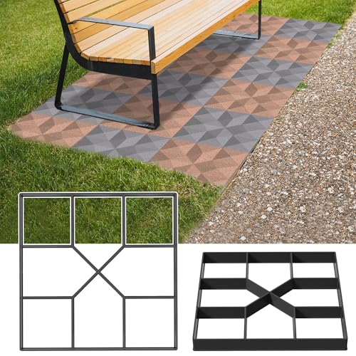 XMTECH DIY Pflasterform Gehweg Betonform Schalungsform aus Kunststoff, Unregelmäßig Schalungsform Betonpflaster Gießform für Trittsteinen Rasenbahnen Garten, 2 Stück Quadrat-2 von XMTECH