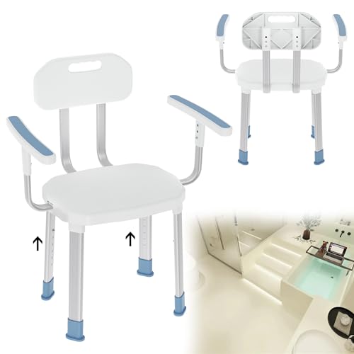 XMTECH Duschhocker Duschstuhl Badestuhl 74-90.5cm Höhenverstellbar Badehocker Badhocker Duschhilfe Badsitz für Senioren und Menschen, Duschsitz mit Rückenlehne und Armlehne XMTECH Duschhocker Duschstuhl Badestuhl 74-90.5cm Höhenverstellbar Badehocker Badhocker Duschhilfe Badsitz für Senioren und Menschen, Duschsitz mit Rückenlehne und Armlehne von XMTECH
