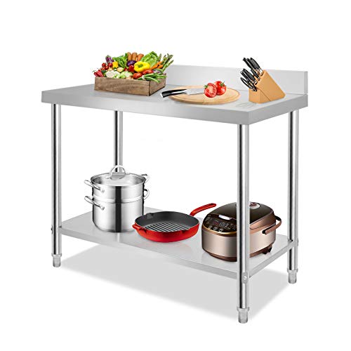 XMTECH Edelstahl Arbeitstisch mit Aufkantung 120 x 60 x 85cm Edelstahltisch Küchentisch Zerlegetisch Tisch Tragkraft 180 kg mit justierbaren Stellfüßen von XMTECH