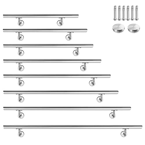 XMTECH Edelstahl Handlauf Treppengeländer Geländer Wandhandlauf Wand Treppe für Aussen & Innen, mit Wandhalterungen und Montagematerial, Länge: 80 cm von XMTECH