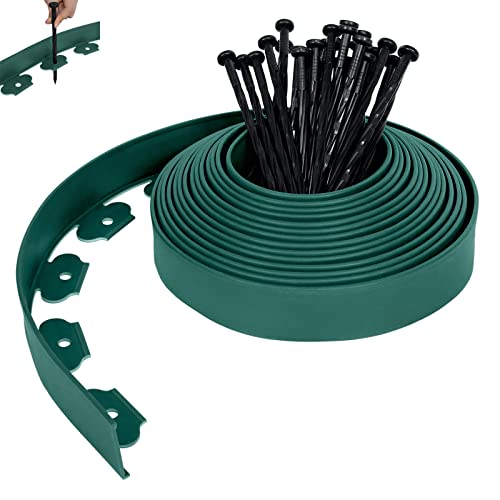 XMTECH Flexible Rasenkante Kunststoff 20m, mit 60 Befestigungsheringen, Beeteinfassung blumenbeet Umrandung Grün XMTECH Flexible Rasenkante Kunststoff 20m, mit 60 Befestigungsheringen, Beeteinfassung blumenbeet Umrandung Grün von XMTECH