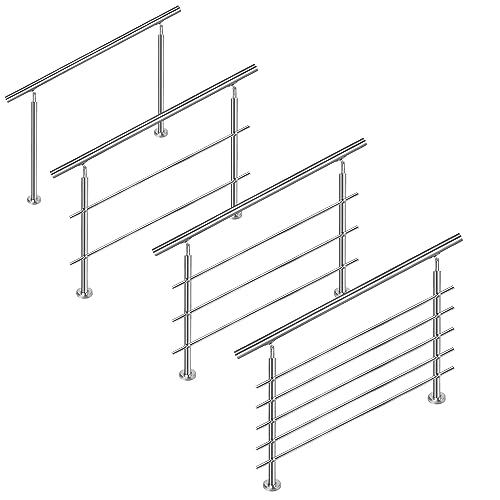 XMTECH Geländer Treppengeländer Handlauf Ø42mm aus Edelstahl, Brüstung Treppe Bausatz mit Querstab für Innen und Außen - 80cm, 0 Querstreben von XMTECH