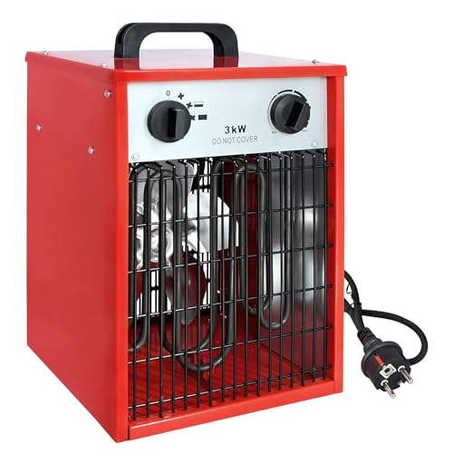 XMTECH Heizlüfter Elektroheizung 3kW 220V - Bauheizer Elektroheizer Heizstrahler Heizgeraet Heizgebläse, 3 Heizstufen mit Netzkabel von XMTECH