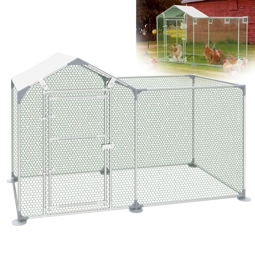 XMTECH Hühnerstall Hühnerhaus Dach Geflügelstall für Hühnerkäfig Geflügelstall Kleintiere, Verzinkter Stahlrahmen mit PE Dach (2 x 1 x 1,4 m) von XMTECH