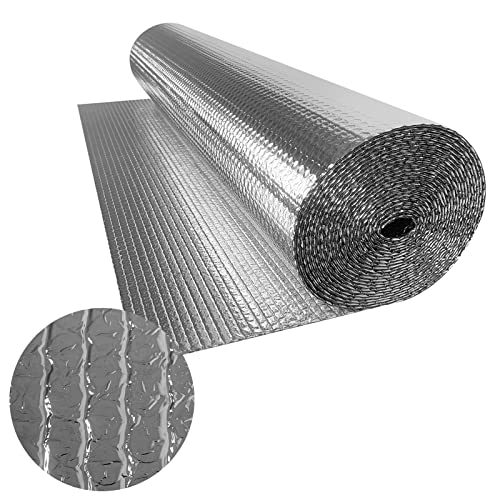 XMTECH Isolierfolie Dämmfolie, Doppelschicht Aluminium Isolierungsfolie 1 x 10m 200 g/m², Alu-Luftpolsterfolie Dachisolierung Heizkörper Reflexionsfolie für Dach Boden Wand Wärmehaltung von XMTECH