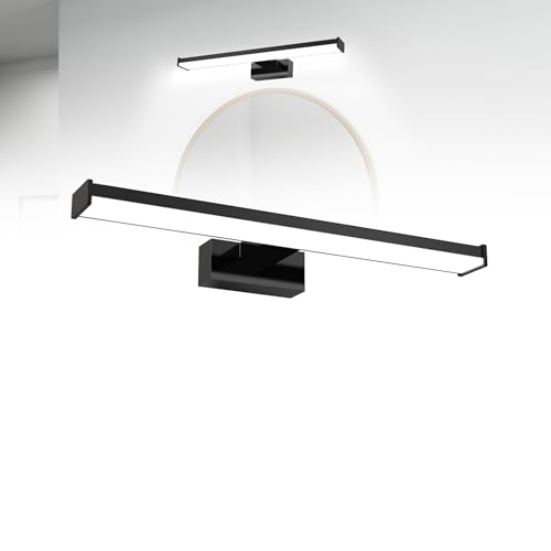 XMTECH LED Spiegelleuchte Bad 40cm 10W Kaltweiß 6500K IP44 Wasserdicht Badezimmer Wandlampe Aluminium Plastik Spiegelbeleuchtung Flimmerfrei Drehbar 180° von XMTECH