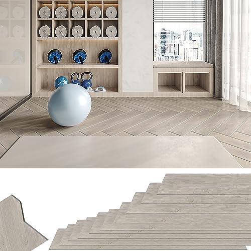 XMTECH PVC Bodenbelag Selbstklebend Vinylboden, Holz-Effekt Bodenaufkleber Wasserdicht, für Küche Wohnzimmer Badezimmer Garage, 91,44 x 15,24 cm, Dicke 2 mm, 18 stück-2.5m², Rauchgrau von XMTECH