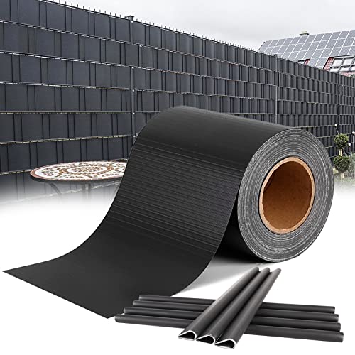 XMTECH PVC Sichtschutzfolie Sichtschutzstreifen Inkl. Befestigungsclips, Garten Sichtschutz Zaun Doppelstabmattenzaun, 450g/m² Blickdicht Sichtschutz Streifen - 65m x 19cm, Anthrazit XMTECH PVC Sichtschutzfolie Sichtschutzstreifen Inkl. Befestigungsclips, Garten Sichtschutz Zaun Doppelstabmattenzaun, 450g/m² Blickdicht Sichtschutz Streifen - 65m x 19cm, Anthrazit von XMTECH