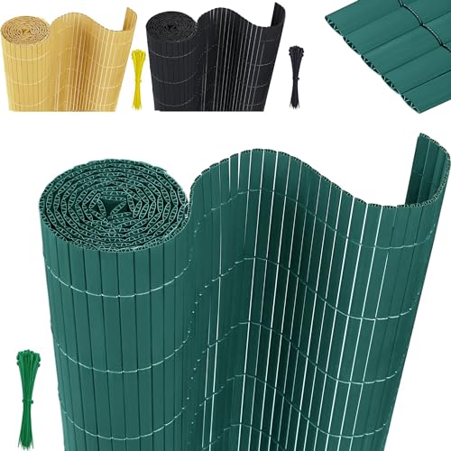 XMTECH PVC Sichtschutzmatte Sichtschutzzaun Wetterfest 90 * 400cm Grün Sichtschutz Zaun PVC Zaun Windschutz für Garten, Balkon & Terrasse von XMTECH