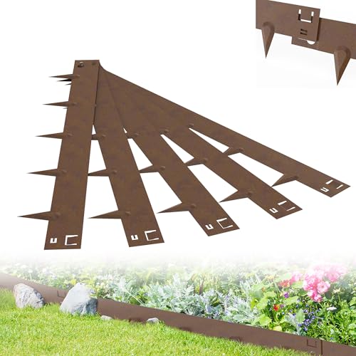 XMTECH Rasenkante Metall 106x16cm flexibel, Beeteinfassung & Beetumrandung aus Stahlblech, 5 Stück (5m), Rostoptik Mähkante Gartenbeet Begrenzung von XMTECH