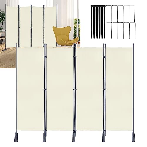 XMTECH Raumteiler Klappbar Freistehend 4-TLG 225 x 180 cm Trennwand Paravent, Garten Stellwand Trennwand Sichtschutz Balkon Sichtschutz Stellwand Faltbar Paravent, Beige von XMTECH