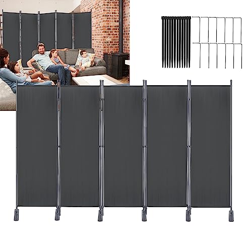 XMTECH Raumteiler Klappbar Freistehend 5 Teilig 280 x 180 cm Trennwand Paravent, Garten Stellwand Trennwand Sichtschutz Balkon Sichtschutz Stellwand Faltbar Paravent, Anthrazit von XMTECH