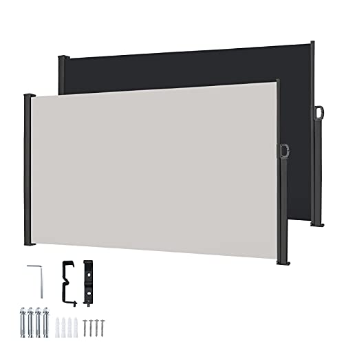 XMTECH Seitenmarkise Wandmarkise Ausziehbar Markise, Seitenwandmarkise Markisenstoff für Garten, Sichtschutz Sonnenschutz Windschutz - 160x300cm, Anthrazit von XMTECH