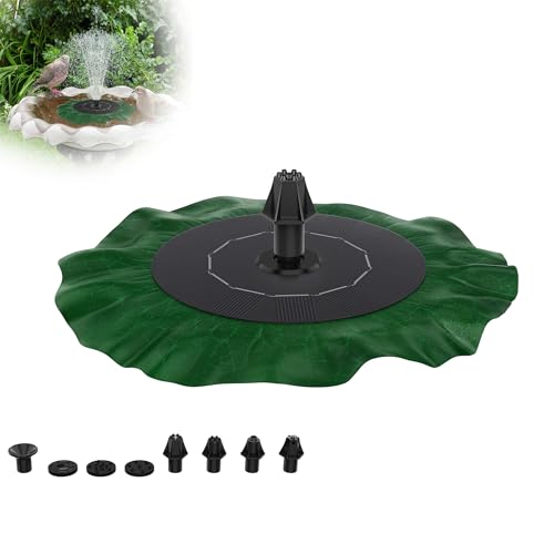 XMTECH Solar Springbrunnen Teichpumpe Solarbrunnen Solar Wasserpumpe Wasserfontäne Lotusblatt-Dekoration mit Sprühdüsen, 1.4W Solarpumpe für Garten Fontäne Kleiner Teich Vogelbad Fisch-Behälter von XMTECH