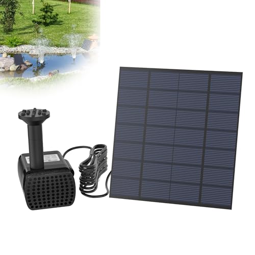 XMTECH Solar Teichpumpe Springbrunnen Kit Solar Springbrunnen Pumpe, 1.8W 7V Solar Wasserpumpe für Garten, Fisch-Behälter, Kleiner Teich,Vogelbad 180L/Std von XMTECH