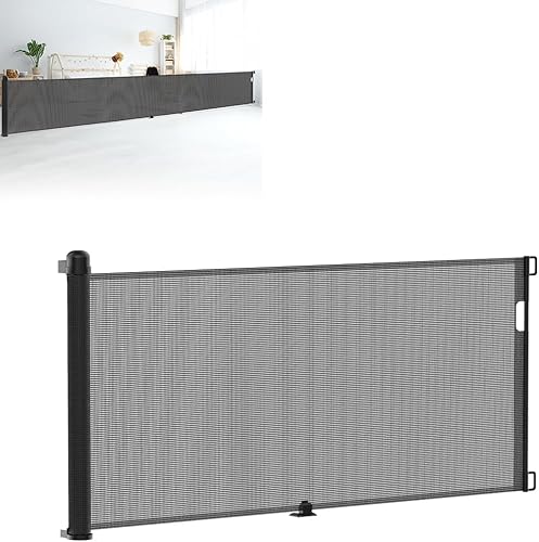 XMTECH Türschutzgitter Ausziehbar Treppenschutzgitter 0-300cm Schwarz Einziehbares Treppenschutzrollo, Kindersicherung für Innen & Außenbereich von XMTECH