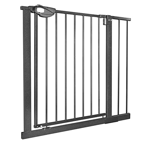 XMTECH Türschutzgitter Ohne Bohren Treppengitter für Kinder 85-95cm breit，Auto-Close Baby Türgitter Treppen Absperrgitter mit Druckbefestigung,Safety Gate,180° Zweiwegeöffnung Schwarz von XMTECH