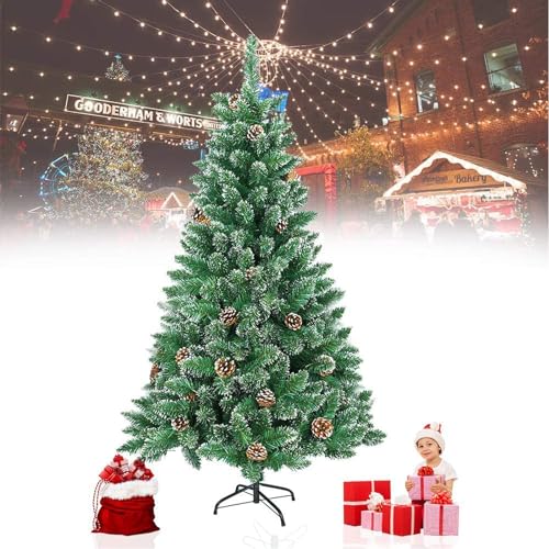 XMTECH Weihnachtsbaum Künstlich Tannenbaum Schnellaufbau inkl. Metallständer Weinachts Baum Weihnachtsdeko, Grün PVC mit Kiefernzapfen und Schnee-Effekt, 120cm XMTECH Weihnachtsbaum Künstlich Tannenbaum Schnellaufbau inkl. Metallständer Weinachts Baum Weihnachtsdeko, Grün PVC mit Kiefernzapfen und Schnee-Effekt, 120cm von XMTECH