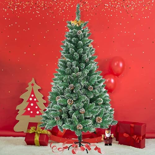 XMTECH Weihnachtsbaum Künstlich Tannenbaum Schnellaufbau inkl. Metallständer Weinachts Baum Weihnachtsdeko, Grün PVC mit Kiefernzapfen und Schnee-Effekt, 150cm XMTECH Weihnachtsbaum Künstlich Tannenbaum Schnellaufbau inkl. Metallständer Weinachts Baum Weihnachtsdeko, Grün PVC mit Kiefernzapfen und Schnee-Effekt, 150cm von XMTECH