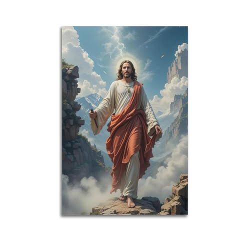 XMUXCY Leinwandposter für Schlafzimmer, Motiv: Jesus Is My Rock Empowering And Faith, Gemälde, 30 x 45 cm, ungerahmter Stil von XMUXCY