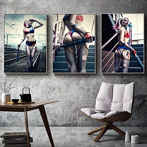 XMYC Abstrakte ArtSuicide Squad Harley Quinn Filmplakate und Drucke Joker Frauen Bild für Wohnzimmer Dekor3 Stück 50x70cm ohne Rahmen von XMYC