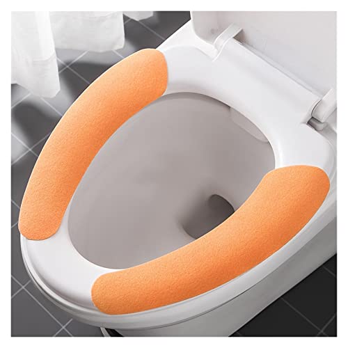 XMYINGWEI WC-Sitz Matte Waschbare Toilettenkissen Aufkleber Sitz Deckel Pad Komfortable weiche Toilette Sitzbezug Matte Klebstoff Badezimmer Zubehör (Color : Orange) von XMYINGWEI