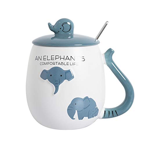 XMYNB Tasse 1 Set Cartoon 3D Blau Elefant Keramik Tasse Tasse mit Deckel Löffel Student Geschenk Kaffee Milch Glas Duft Tee Zuhause Elefanten Schlaf 450 ml XMYNB Tasse 1 Set Cartoon 3D Blau Elefant Keramik Tasse Tasse mit Deckel Löffel Student Geschenk Kaffee Milch Glas Duft Tee Zuhause Elefanten Schlaf 450 ml von XMYNB