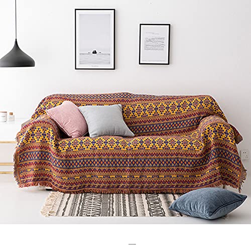JQDZX Überwurfdecke für Couch, Jacquard Quasten doppelseitig Sofa Bezüge, Mikrofaser Sofatuch Waschbare Bettüberwurf, für Stuhl, Sofa, Wohnzimmer, Schlafzimmer (I,90 * 210cm) von XMZFQ