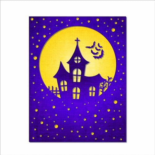 XMZZMX Halloween Häuser Hintergrund Board Metall Stanzformen für Kartenherstellung, Papierprägung Stanzformen Kit Aufbewahrungstaschen Zubehör, Scrapbooking Schablonen XMZZMX Halloween Häuser Hintergrund Board Metall Stanzformen für Kartenherstellung, Papierprägung Stanzformen Kit Aufbewahrungstaschen Zubehör, Scrapbooking Schablonen von XMZZMX