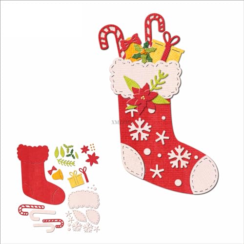 XMZZMX Weihnachtsstiefel Krücke Metall-Stanzformen für Kartenherstellung, Papierprägung, Stanz-Set, Aufbewahrungstaschen, Zubehör, Scrapbooking-Schablonen XMZZMX Weihnachtsstiefel Krücke Metall-Stanzformen für Kartenherstellung, Papierprägung, Stanz-Set, Aufbewahrungstaschen, Zubehör, Scrapbooking-Schablonen von XMZZMX