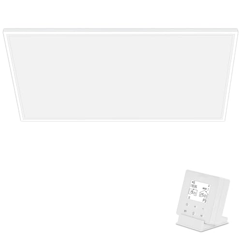 Infrarotheizung Deckenmontage 800 watt mit Thermostat, LED Beleuchtung-Licht mit 3 Farbtemperaturen und einstellbarer Helligkeit, Infrarotheizpaneel, deckenheizung, Überhitzungsschutz von XNATURE
