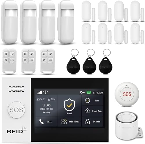 XNH Kabelloser Hausalarm, kabelloses Alarm-Set mit Sirene 120 dB, intelligente Fernbedienung, Spracheinladung, LCD-Display, Sicherheit für zu Hause, Büro (XNH-107F-EU-E) von XNH