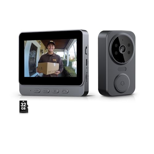 XNH Video Türklingel mit Kamera, Funkklingel mit Kamera, 4,3 Zoll IPS Bildschirm, Bluetooth-Verbindung, Kein WLAN/APP Erforderlich, Lokaler Speicher, Nachtsicht, Zwei-Wege-Audio, Aufnahme XNH Video Türklingel mit Kamera, Funkklingel mit Kamera, 4,3 Zoll IPS Bildschirm, Bluetooth-Verbindung, Kein WLAN/APP Erforderlich, Lokaler Speicher, Nachtsicht, Zwei-Wege-Audio, Aufnahme von XNH