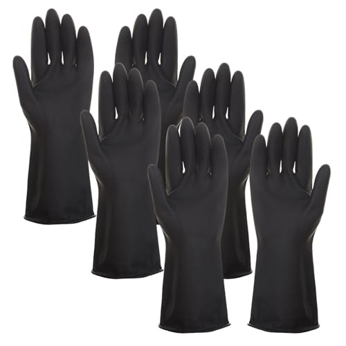 XNIVUIS 3 Paare Wiederverwendbare Haushaltshandschuhe Spülhandschuhe Latex- Reinigungshandschuhe für den Haushalt Wiederverwendbare Handschuhe für Küchenarbeit Putzhandschuhe, Einheitsgröße (Schwarz) von XNIVUIS