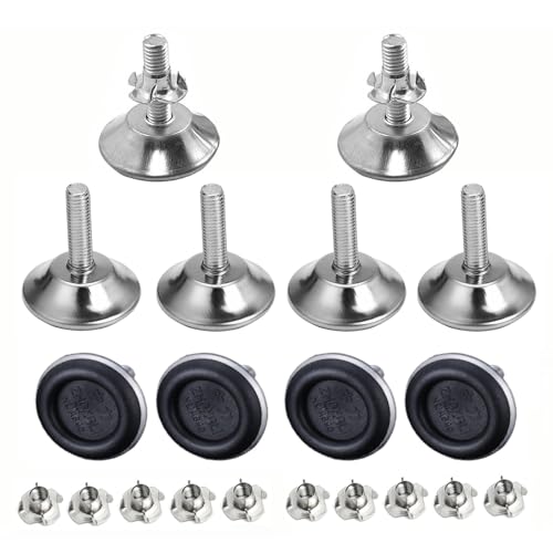 XNJIHWA 10 Stück Verstellschraube M8x29x40mm Stellfuss Höhenverstellbar Verstellbare Möbelfüße mit Einschlagmuttern Metall Stellteller für Möbel Sofa Tisch Stuhlbeine von XNJIHWA