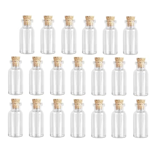 XNJIHWA 20Pcs Mini Glasflaschen 2ml Probe Gläser mit Korken Nachricht Flaschen Wunsch Flaschen für DIY Dekoration,Düfte von XNJIHWA