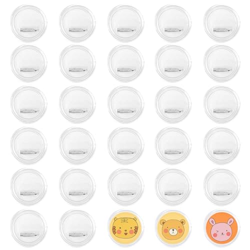 XNJIHWA 30 Stück Buttons Anstecker Set Transparente Ansteckbuttons mit Anstecknadel Acryl Runde Button Pins Selber Machen für DIY Herstellung,54mm von XNJIHWA