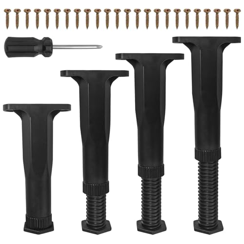 XNJIHWA 4 Stück Möbelfüßes Höhenverstellbar Ersatz Stützfüße mit Schraubendreher Schrauben Metall Möbelfüsse Möbelfüße Verstellbar Schwarz 16.5-28.5cm für Bett,Sofa,Tisch,Stuhl,Möbel,Schrank von XNJIHWA