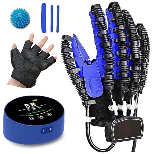 Hand Rehabilitation Gloves Hemiplegie, Finger-Hand-Trainingsgerät Reha Handschuhe, Physiotherapie Arthrose Handschuhe Schlaganfall Hilfsmittel Fingertraining Reha Orthese(Size:Right S,Color:Blau) von XNKLPY