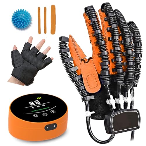 Hand Rehabilitation Gloves Hemiplegie, Finger-Hand-Trainingsgerät Reha Handschuhe, Physiotherapie Arthrose Handschuhe Schlaganfall Hilfsmittel Fingertraining Reha Orthesen(Size:Rechts M,Color:Orange) von XNKLPY