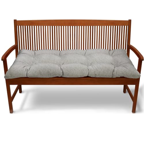 Wasserdichte Bankauflage Outdoor - Sitzkissen für Gartenbank - Gesteppte Gartenmöbel Kissen - Mit Rutschfesten Gurten Bankpolster Auflage für Hollywoodschaukel(Ohne Stuhl)(Size:90cm,Color:Hellgrau) von XNKLPY
