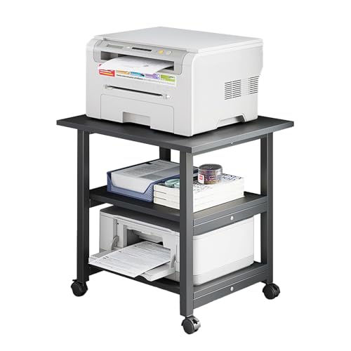 XNKLPY 3-Ebene Druckertisch Mit Universalrollen DruckerstäNder Unter Dem Schreibtisch Platzsparender Multifunktionswagen Leicht Zu Montieren FüR BüRo Fax Kopierer Scanner Black 48x40x53cm XNKLPY 3-Ebene Druckertisch Mit Universalrollen DruckerstäNder Unter Dem Schreibtisch Platzsparender Multifunktionswagen Leicht Zu Montieren FüR BüRo Fax Kopierer Scanner Black 48x40x53cm von XNKLPY