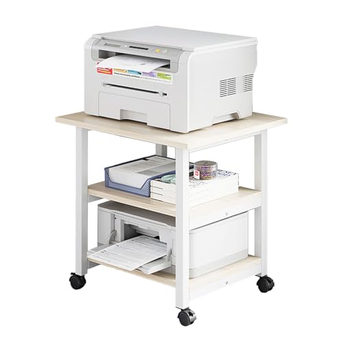XNKLPY 3-Ebene Druckertisch Mit Universalrollen DruckerstäNder Unter Dem Schreibtisch Platzsparender Multifunktionswagen Leicht Zu Montieren FüR BüRo Fax Kopierer Scanner Brushed White 60x48x53cm XNKLPY 3-Ebene Druckertisch Mit Universalrollen DruckerstäNder Unter Dem Schreibtisch Platzsparender Multifunktionswagen Leicht Zu Montieren FüR BüRo Fax Kopierer Scanner Brushed White 60x48x53cm von XNKLPY