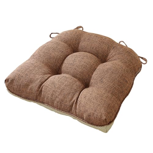 XNKLPY Sitzkissen Stuhlkissen Stuhlkissen Mit BäNdern Bequeme Waschbare Rutschfestes Sitzkissen FüR BalkonstüHle Gartenstuhl Sitzpolster Stuhl Kissen Indoor Dark Brown 46x35x9cm von XNKLPY
