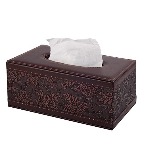 Taschentücher Box Rechteckig Vintage Kleenex Kosmetiktücher PU Leder Taschentücher Box Serviette Taschentuchspender Halter Magnetischer Boden für Kommode Badezimmer Autos Büro Dekor von XNONE