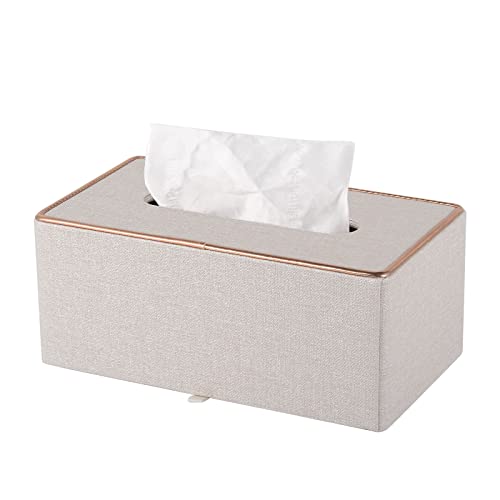 Taschentücher Box Rechteckig Beige Kleenex Kosmetiktücher PU Leder Taschentücher Box Serviette Taschentuchspender Halter Magnetischer Boden für Kommode Badezimmer Autos Büro Dekor von XNONE