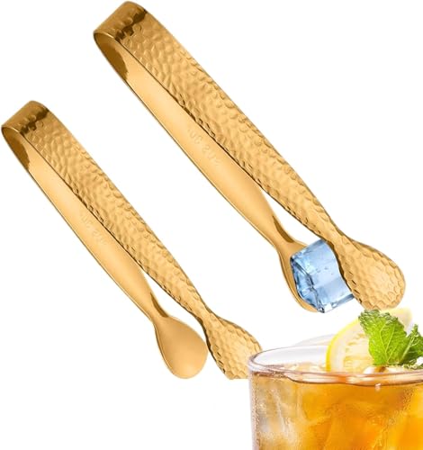 2 Stück Mini Zuckerzange Essen Clip, Edelstahl Eiswürfelzange Servierzange Salat Zange, Candybar Zangen Für BBQ Süßes Eiswürfel Salat (Gold B) von XNSHUN