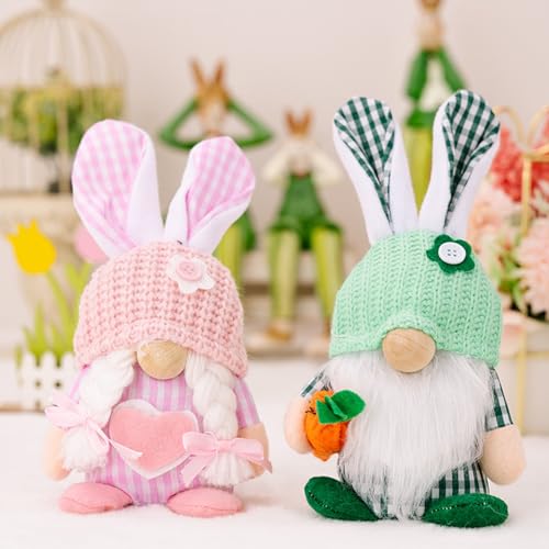 2 Stück Ostern Wichtel Figuren Deko Ostern Dekoration, Frühling Zwerg Figuren Schwedische Osterzwerg, Handgefertigte Plüsch Hasen Gesichtslose Puppe Mit Ostereier Für Wohnzimmer Küche Tisch Dekor (B) 2 Stück Ostern Wichtel Figuren Deko Ostern Dekoration, Frühling Zwerg Figuren Schwedische Osterzwerg, Handgefertigte Plüsch Hasen Gesichtslose Puppe Mit Ostereier Für Wohnzimmer Küche Tisch Dekor (B) von XNSHUN