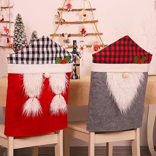 2 Stück Weihnachten Stuhlhussen Weihnachtsdekoration, Esszimmerstuhl Stuhlbezug, Weihnachten Stuhlrückenbezüge, Weihnachtsstuhlhussen Weihnachtsstuhl Rückenabdeckung Für Esstisch Stühle Dekoration von XNSHUN