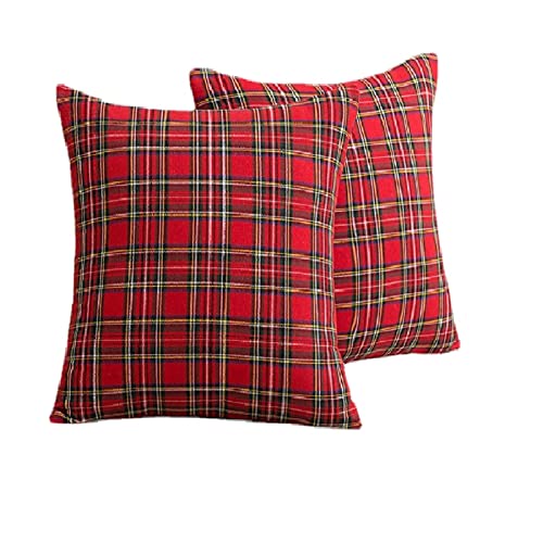 2 Stück Weihnachtskissen Kissenbezüge 45x45 Cm, Karierter Kissenbezuge Kissenhülle Kissenbezug Cushion Kissenhülle Deko, Weihnachten Dekokissen Für Innen, Zuhause, Büro, Couch, Schlafzimmer, Auto von XNSHUN